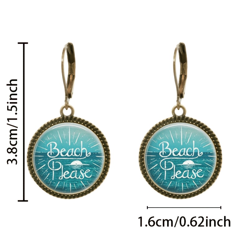 2pc Blue Classic Pendant Earrings Set, Beachplease Design